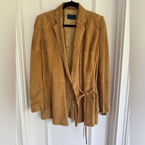 BALMAIN Paris Soft Suede and Satin Lined Tie Blazer / Jacket 42